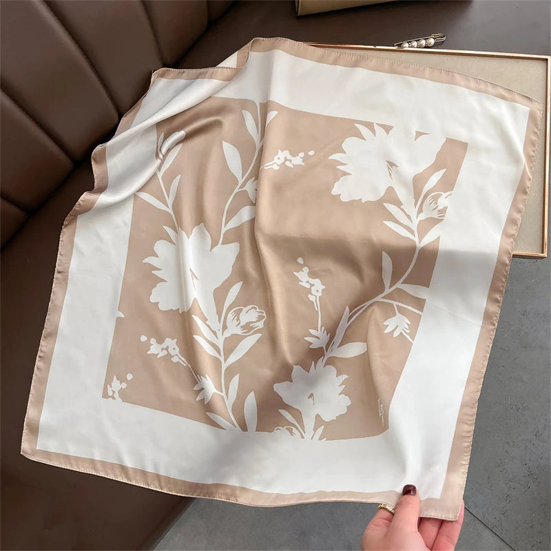 2025 Silk Shawl Print Headscarf Cat Hair Wrap Neckerchief Female Satin Square Scarf For Women Headband Foulard Hijab Bandana