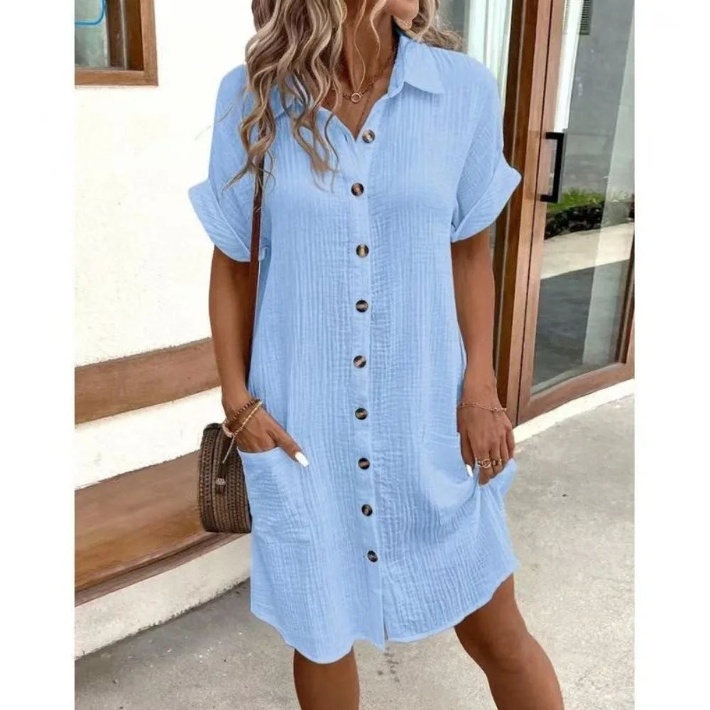 Summer Dress for Women Clothing Casual Dresses Elegant Streetwear Harajuku Fashion Clothes Solid
