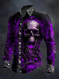 Hip Hop Skull 3D Print Shirt Men Streetwear 2026 Long Sleeve Top Urban Trendy Graphic Tee Shirt Casual Loose Fit Gothic Clothing