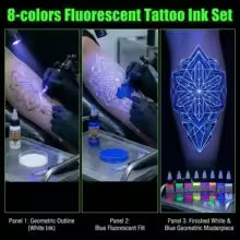 DM Fluorescent Tattoo Ink Kit 8 Colors 15ml Tattoo Ink Set Professional Tattoo Pigment Permanent Tattoo Ink Uv Ink for Body Art